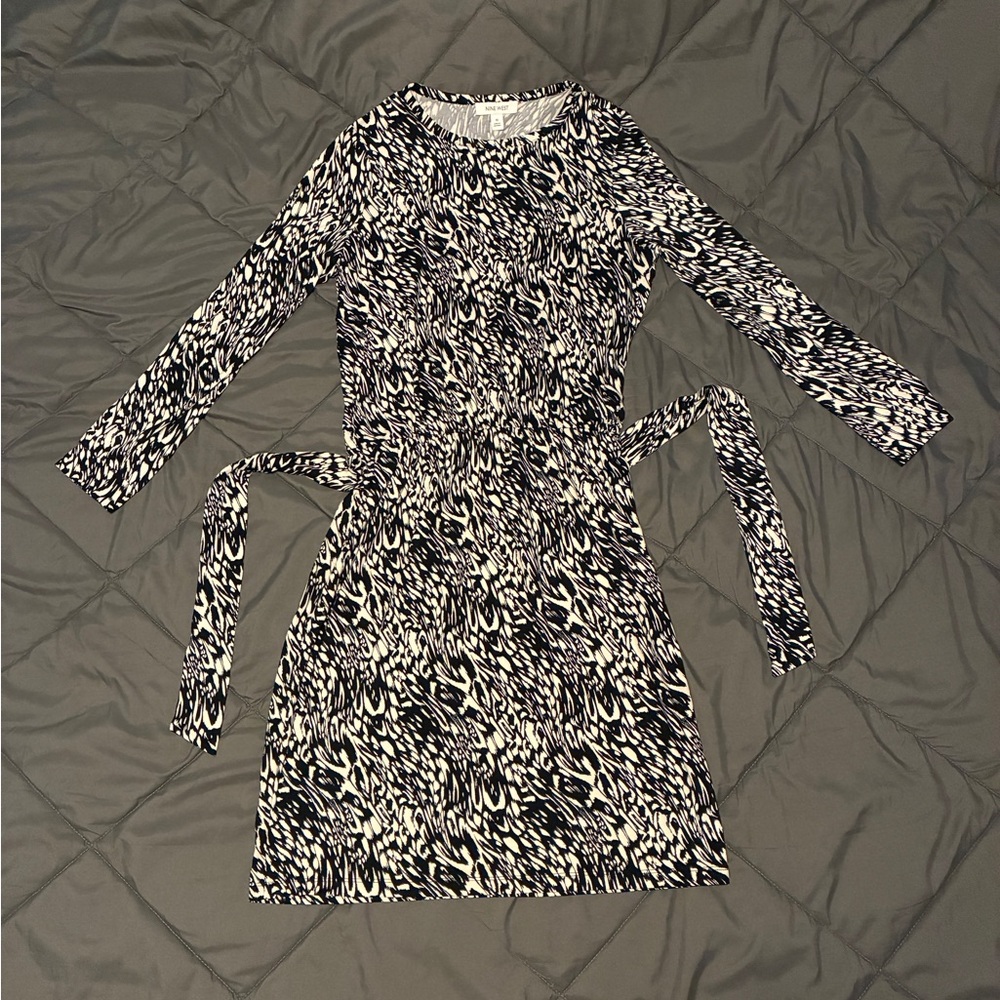 Nine West Monochrome Long Sleeve Dress